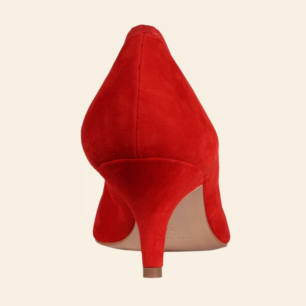 Ladies Italian Genuine Suede Leather Classic Court High Heel in Red by Aliverti