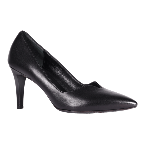 Classic Leather Court Heel in Nero by Aliverti (AL57042)