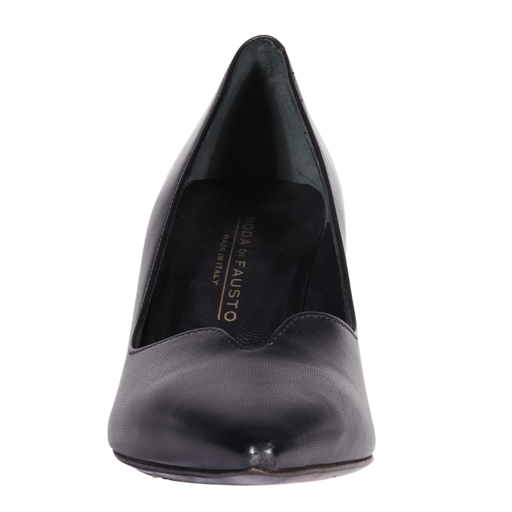 Classic Leather Court Heel in Nero by Aliverti (AL57042)