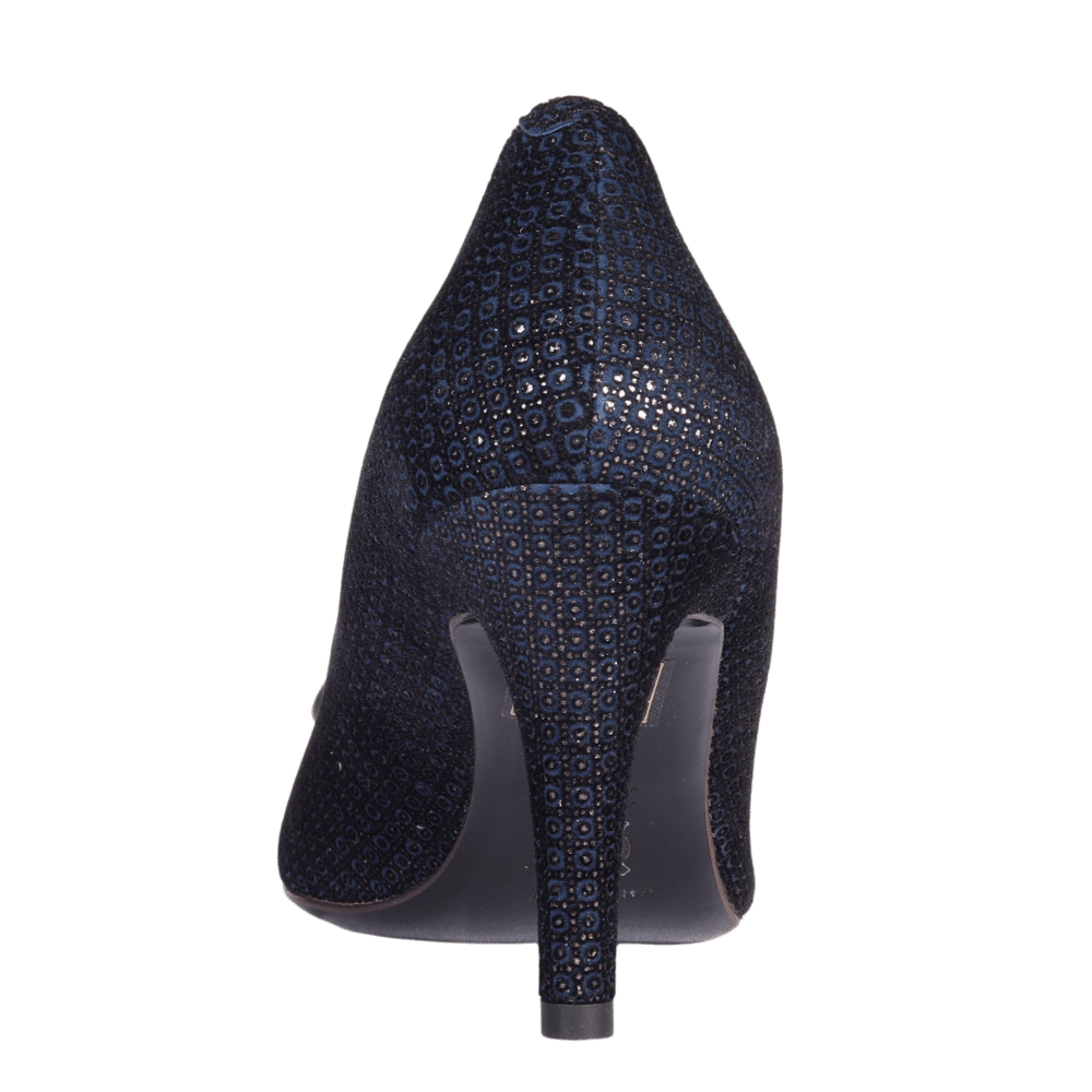 Ladies Genuine Leather with Fabric Elegant Court Heel in Casanova Blu by Aliverti  (MDF57388)