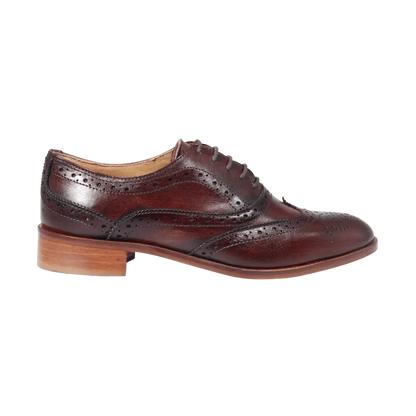 Ladies Classic Brogues - Leather Marrone - Leather Sole - DU6001