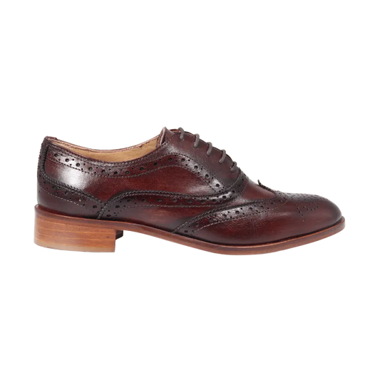 Ladies Classic Brogues - Leather Marrone - Leather Sole - DU6001