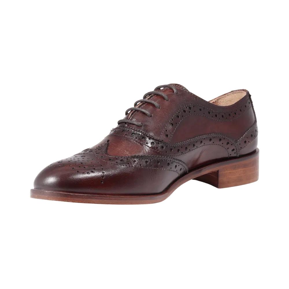 Ladies Classic Brogues - Leather Marrone - Leather Sole - DU6001