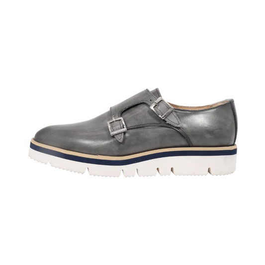 Ladies Oxford Double Monk - Leather Cenere - Ultra Light Rubber Sole - DU6005