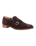 Women's Oxford Double Monk in Leather Suede Testa di Moro (DU6008)