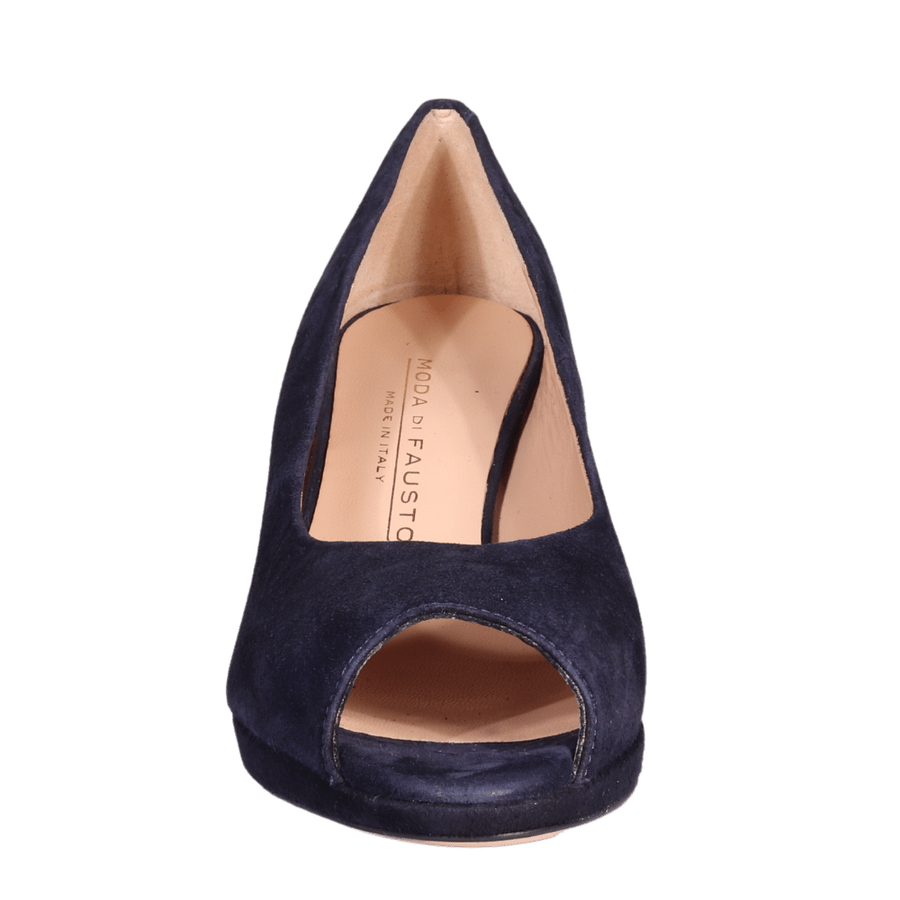 Ladies Elegant Open Toe Court Heel in Blu (MDF60320)