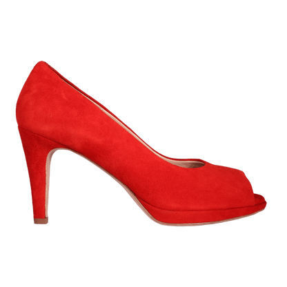 Ladies Italian Genuine Suede Leather Open Toe Court High Heel in Red by Aliverti