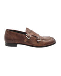 Men's Genuine Leather Italian Double Buckle Moccasin in Brown (BR10038)