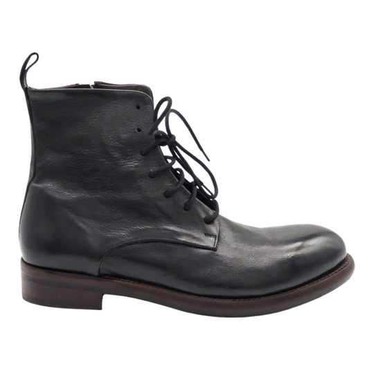 Men's Genuine Leather Italian Made Lace-Up Ankle Boot in Black (JP36526/21)