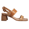 Ladies genuine leather block heel in brown with with adjustable back strap made in Italy exclusively for Aliverti (LUA13017LEG)
