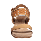 Ladies genuine leather block heel in brown with with adjustable back strap made in Italy exclusively for Aliverti (LUA13017LEG)