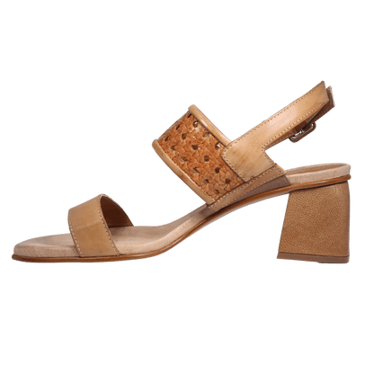 Ladies genuine leather block heel in brown with with adjustable back strap made in Italy exclusively for Aliverti (LUA13017LEG)
