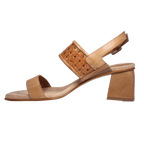 Ladies genuine leather block heel in brown with with adjustable back strap made in Italy exclusively for Aliverti (LUA13017LEG)
