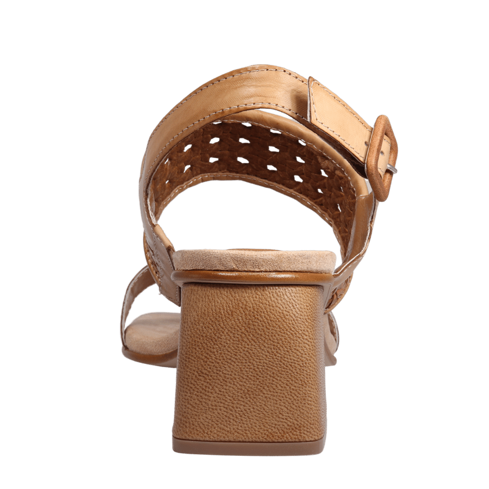 Ladies genuine leather block heel in brown with with adjustable back strap made in Italy exclusively for Aliverti (LUA13017LEG)