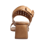 Ladies genuine leather block heel in brown with with adjustable back strap made in Italy exclusively for Aliverti (LUA13017LEG)