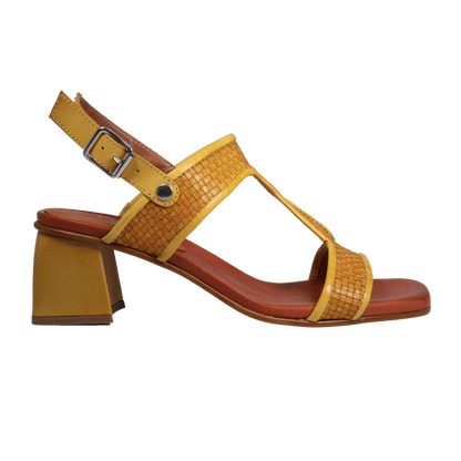 Ladies genuine leather block heel in yellow made exclusively for Aliverti (LUA13018GIA)