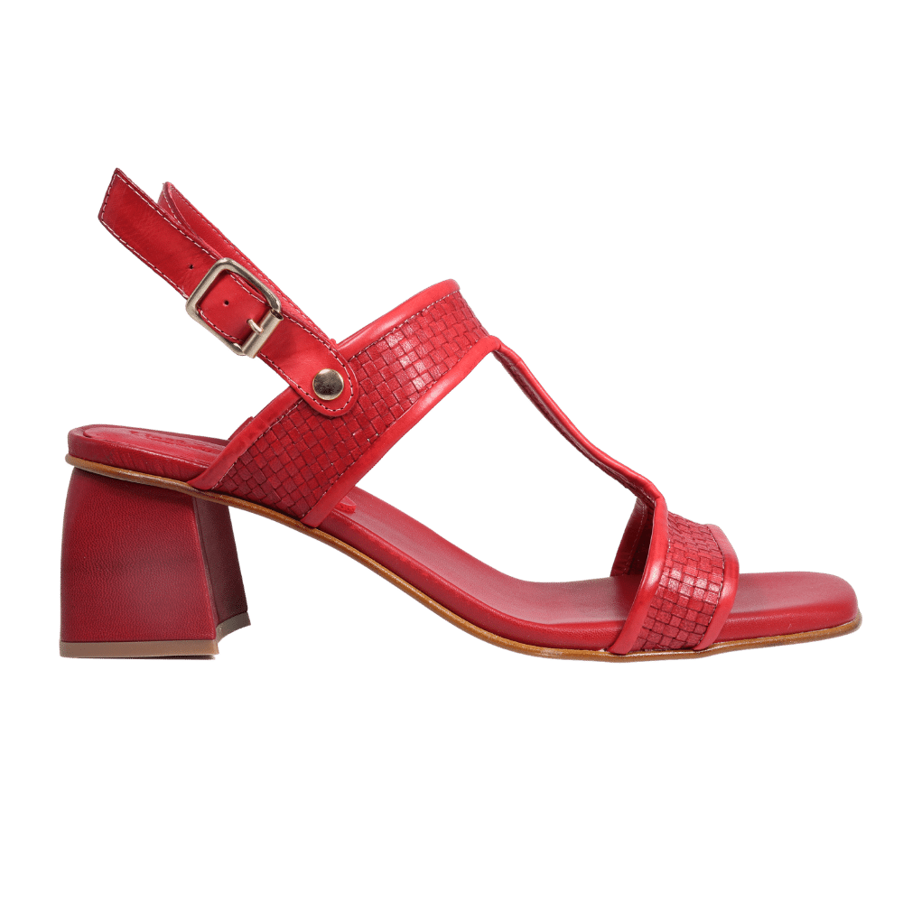 Ladies genuine leather block heel in red made exclusively for Aliverti (LUA13018ROS)