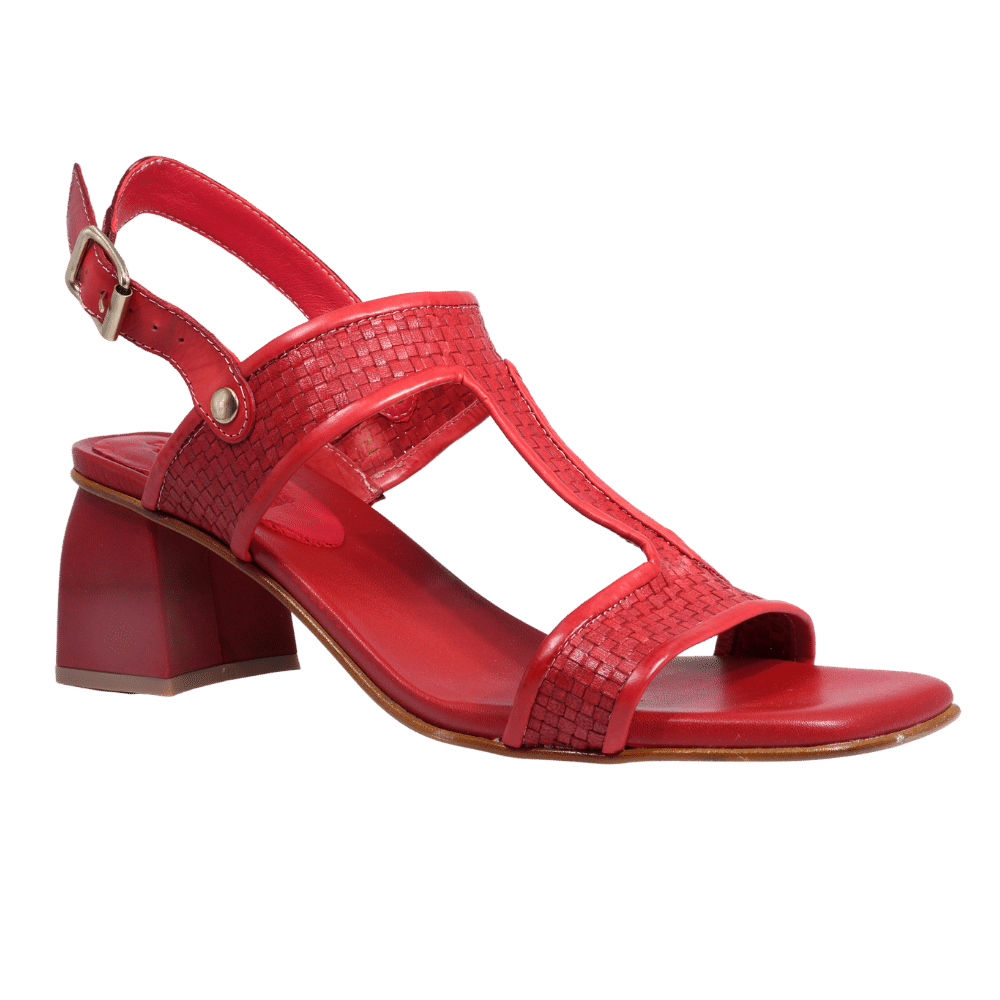 Ladies genuine leather block heel in red made exclusively for Aliverti (LUA13018ROS)