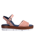 Ladies genuine leather strap sandals with rubber sole in rose made in Italy exclusively for Aliverti (LUA13030ROS)