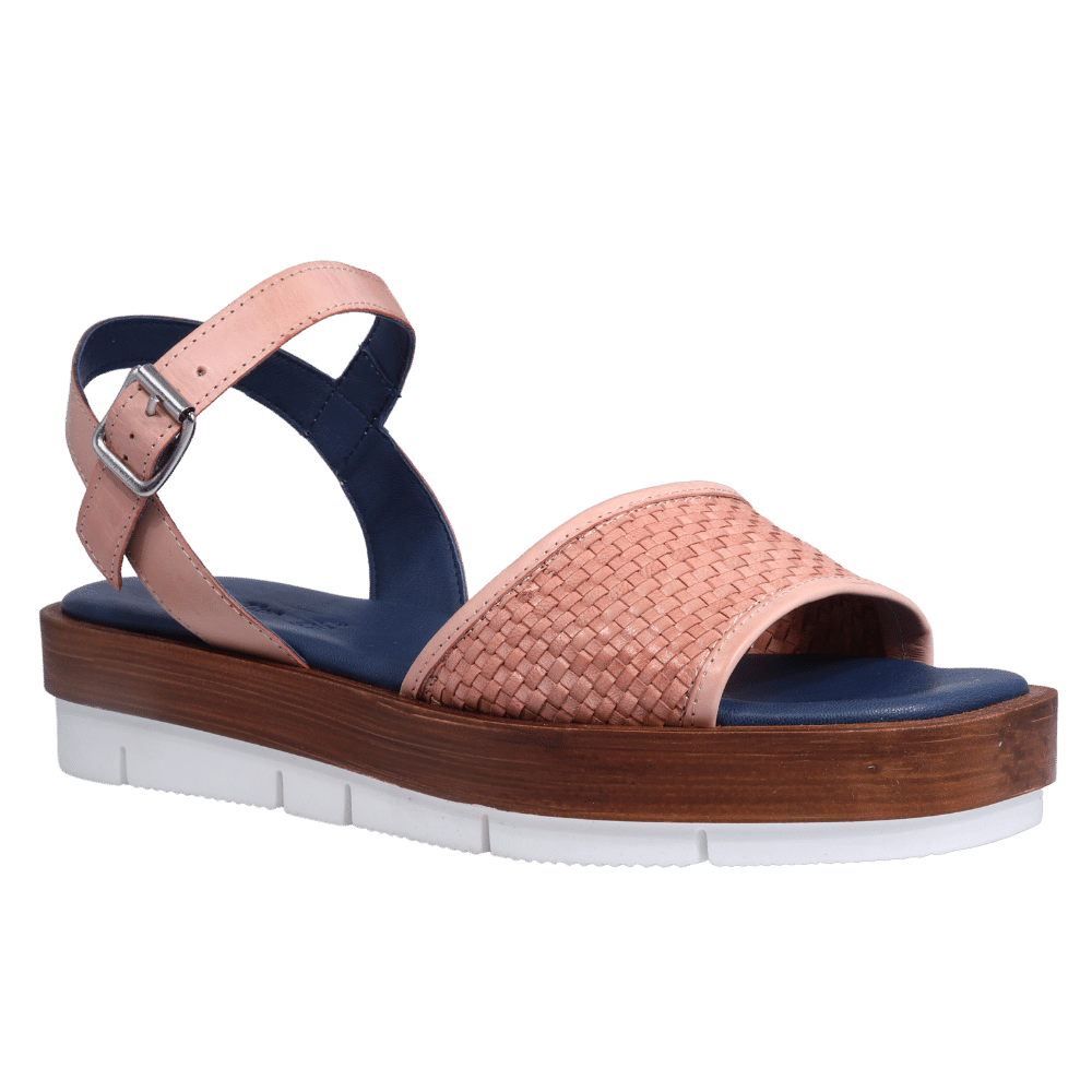 Ladies genuine leather strap sandals with rubber sole in rose made in Italy exclusively for Aliverti (LUA13030ROS)