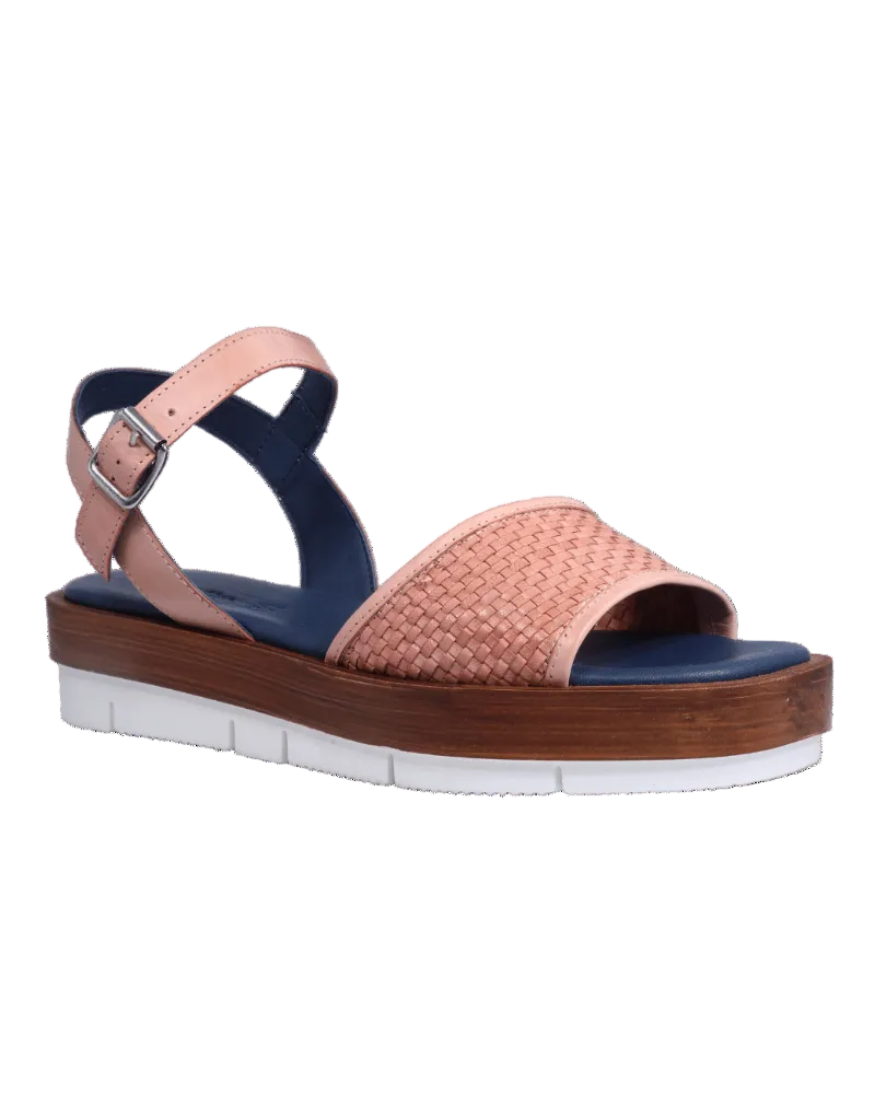 Ladies genuine leather strap sandals with rubber sole in rose made in Italy exclusively for Aliverti (LUA13030ROS)