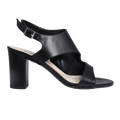 Ladies genuine leather block heel in black with with adjustable ankle strap made in Italy exclusively for Aliverti (LUA1383NER)