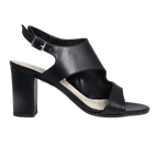 Ladies genuine leather block heel in black with with adjustable ankle strap made in Italy exclusively for Aliverti (LUA1383NER)