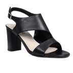 Ladies genuine leather block heel in black with with adjustable ankle strap made in Italy exclusively for Aliverti (LUA1383NER)