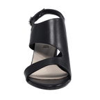 Ladies genuine leather block heel in black with with adjustable ankle strap made in Italy exclusively for Aliverti (LUA1383NER)