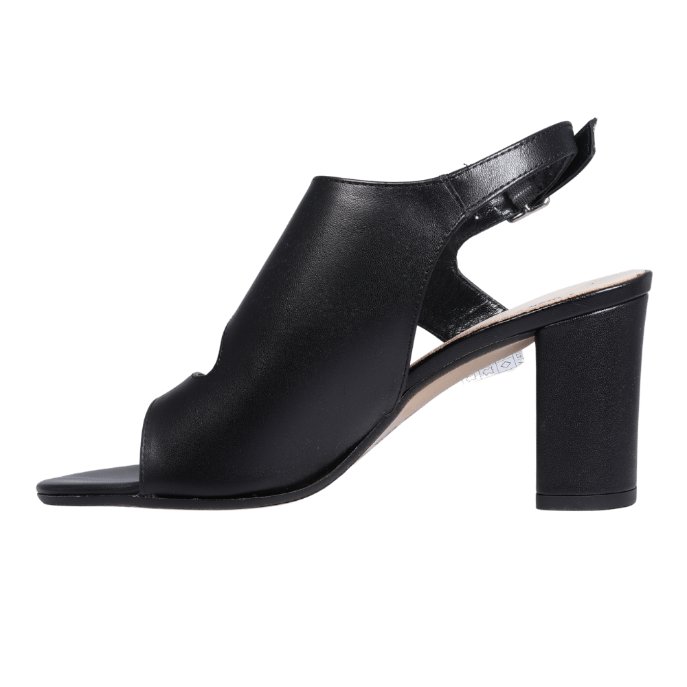 Ladies genuine leather block heel in black with with adjustable ankle strap made in Italy exclusively for Aliverti (LUA1383NER)