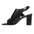 Ladies genuine leather block heel in black with with adjustable ankle strap made in Italy exclusively for Aliverti (LUA1383NER)
