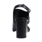 Ladies genuine leather block heel in black with with adjustable ankle strap made in Italy exclusively for Aliverti (LUA1383NER)