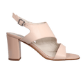 Ladies genuine leather block heel in nude with with adjustable ankle strap made in Italy exclusively for Aliverti (LUA1383NUD)