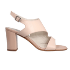 Ladies genuine leather block heel in nude with with adjustable ankle strap made in Italy exclusively for Aliverti (LUA1383NUD)