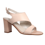 Ladies genuine leather block heel in nude with with adjustable ankle strap made in Italy exclusively for Aliverti (LUA1383NUD)