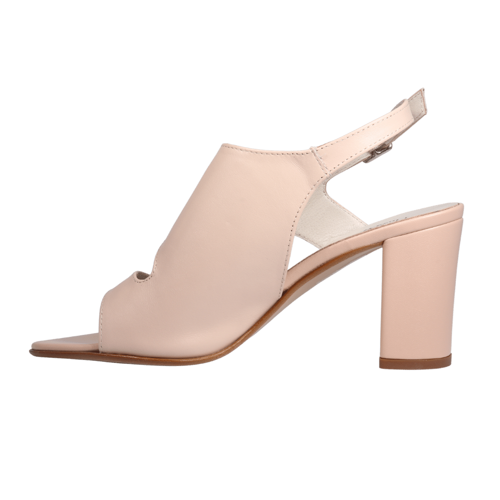 Ladies genuine leather block heel in nude with with adjustable ankle strap made in Italy exclusively for Aliverti (LUA1383NUD)