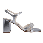 Ladies genuine leather block heel in silver with diamante/diamond finishings with adjustable ankle strap made in Italy exclusively for Aliverti (LUF1607MARG)