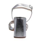 Ladies genuine leather block heel in silver with diamante/diamond finishings with adjustable ankle strap made in Italy exclusively for Aliverti (LUF1607MARG)