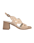 Ladies genuine suede leather block heel in natural with adjustable back strap made in Italy exclusively for Aliverti (LUA1806STER)