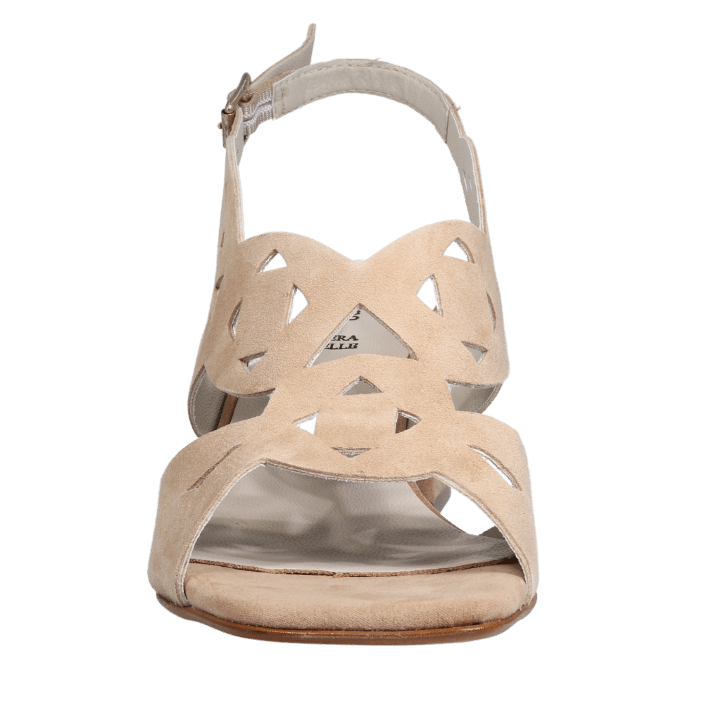 Ladies genuine suede leather block heel in natural with adjustable back strap made in Italy exclusively for Aliverti (LUA1806STER)