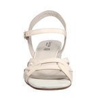 Ladies genuine leather block heel in white with adjustable ankle strap made in Italy exclusively for Aliverti (LUA2078PAN)