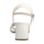 Ladies genuine leather block heel in white with adjustable ankle strap made in Italy exclusively for Aliverti (LUA2078PAN)