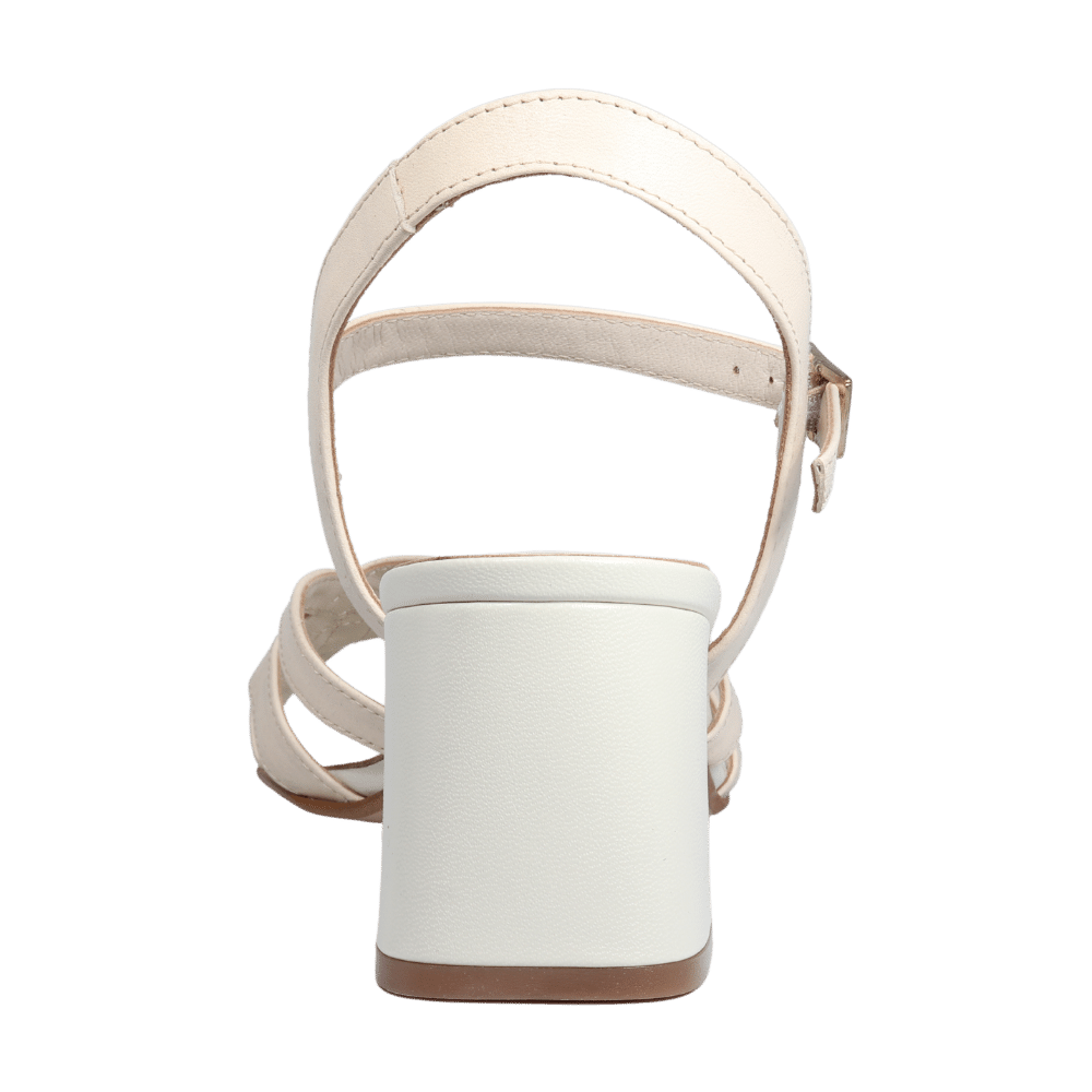 Ladies genuine leather block heel in white with adjustable ankle strap made in Italy exclusively for Aliverti (LUA2078PAN)