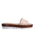 Ladies genuine leather sandal/slide in nude with rubber sole made in Italy exclusively for Aliverti (LUA2150NUD)