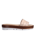 Ladies genuine leather sandal/slide in nude with rubber sole made in Italy exclusively for Aliverti (LUA2150NUD)