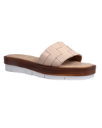 Ladies genuine leather sandal/slide in nude with rubber sole made in Italy exclusively for Aliverti (LUA2150NUD)