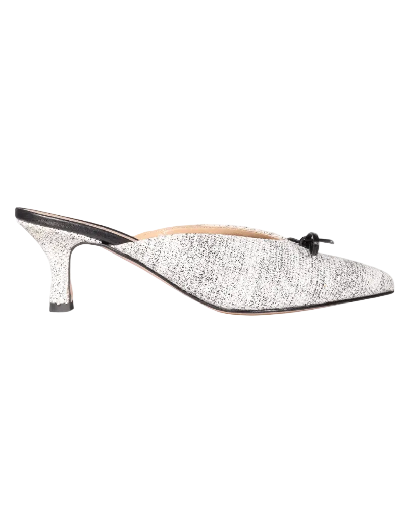 Ladies Italian Genuine Leather Elegant Slipper 4CM Heel in Zircone White and Black by Crispi for Aliverti