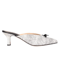 Ladies Italian Genuine Leather Elegant Slipper 4CM Heel in Zircone White and Black by Crispi for Aliverti
