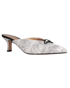 Ladies Italian Genuine Leather Elegant Slipper 4CM Heel in Zircone White and Black by Crispi for Aliverti