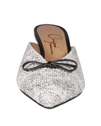 Ladies Italian Genuine Leather Elegant Slipper 4CM Heel in Zircone White and Black by Crispi for Aliverti
